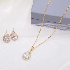 Lace & Favour Gold Prom Jewellery | Prom Jewellery Sets*Lulu Gold Crystal Stud Wedding Jewellery Set