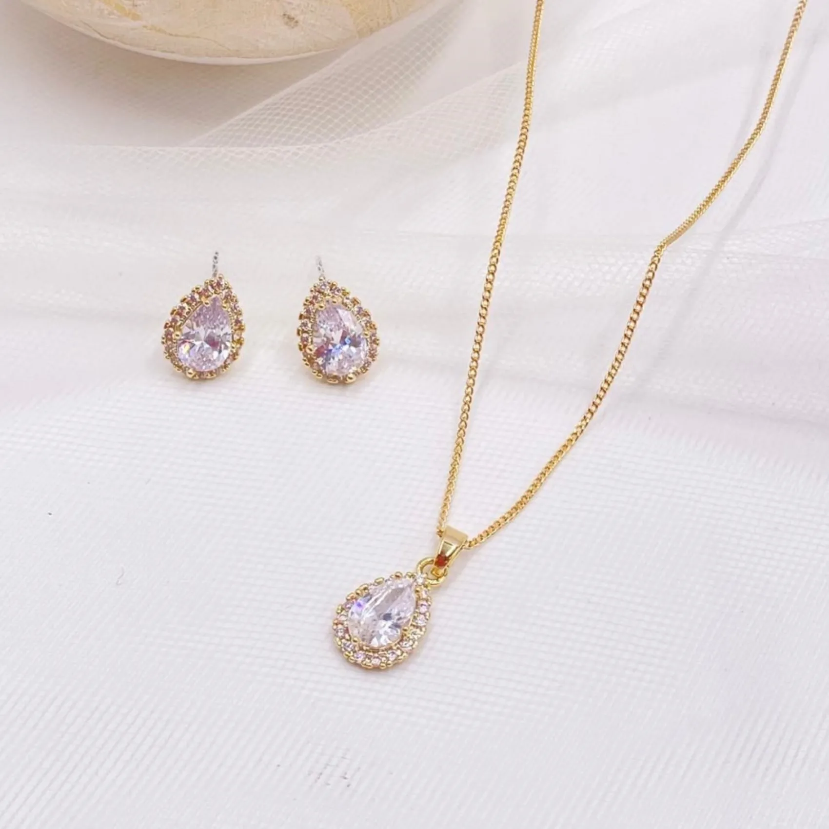 Lace & Favour Gold Prom Jewellery | Prom Jewellery Sets*Lulu Gold Crystal Stud Wedding Jewellery Set