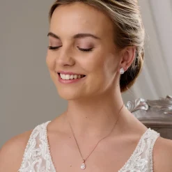 Lace & Favour Bride Gifts | Crystal Jewellery*Lulu Rose Gold Crystal Stud Wedding Jewellery Set