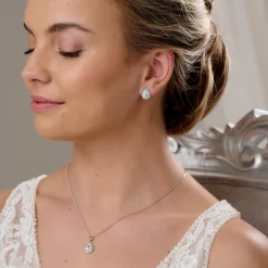 Lace & Favour Silver Prom Jewellery | Prom Jewellery Sets*Lulu Silver Crystal Stud Wedding Jewellery Set