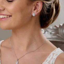 Lace & Favour Silver Prom Jewellery | Prom Jewellery Sets*Lulu Silver Crystal Stud Wedding Jewellery Set