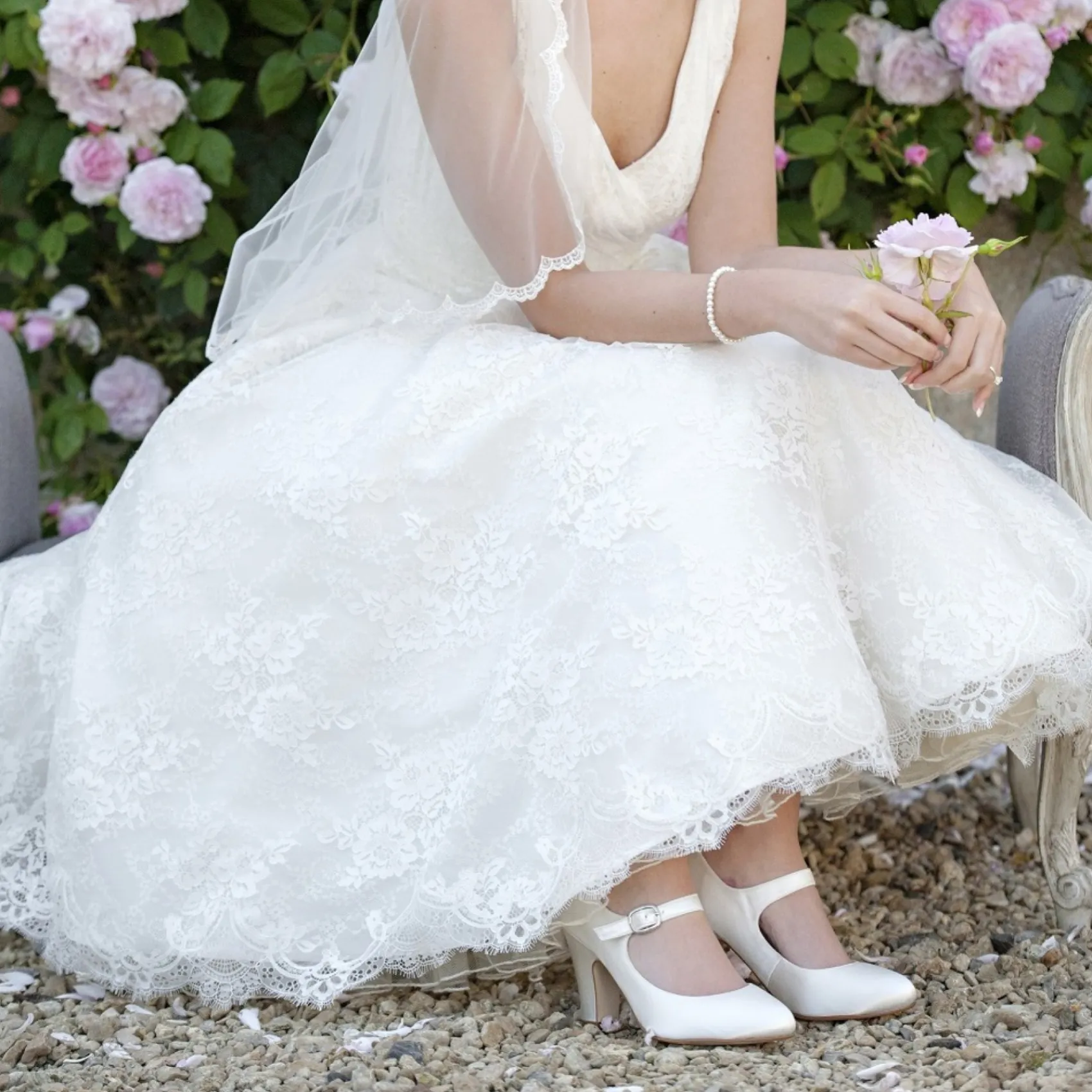 Rainbow Club Wedding Shoes | High Heel*Madeline by | Dyeable Satin Mary Jane Wedding Shoes Ivory