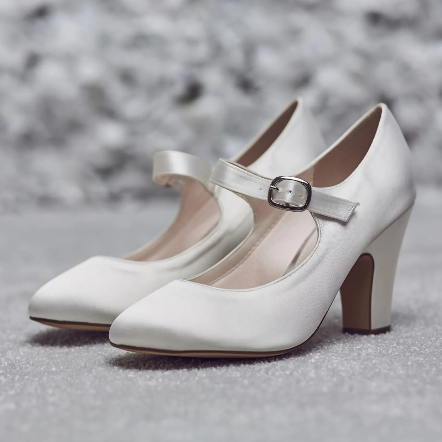 Rainbow Club Wedding Shoes | High Heel*Madeline by | Dyeable Satin Mary Jane Wedding Shoes Ivory