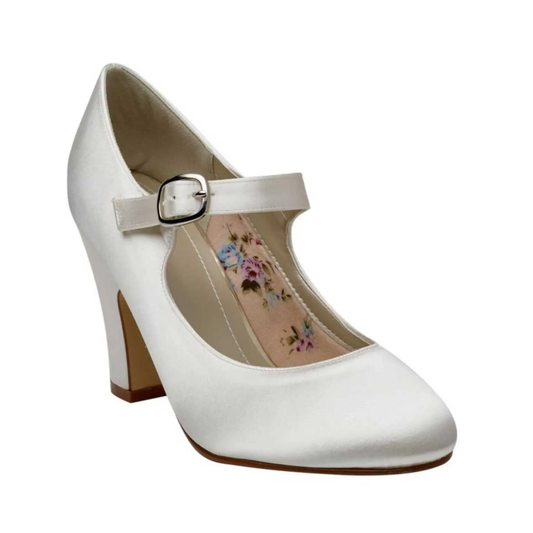 Rainbow Club Wedding Shoes | High Heel*Madeline by | Dyeable Satin Mary Jane Wedding Shoes Ivory
