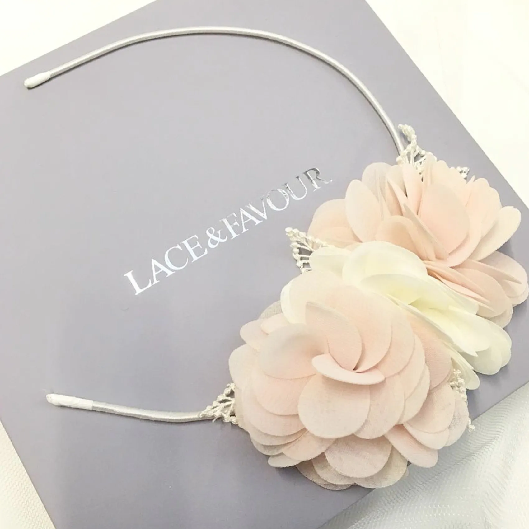 Beads & Beyond Flower Girl Gifts | Flower Girl Hair Accessories*Madelyn Blush and Ivory Flowers Side Headband Blush/ Ivory
