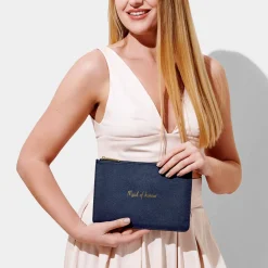 Katie Loxton Sentiment Pouches | Bridesmaid Gifts*'Maid of Honour' Perfect Pouch | Navy Blue