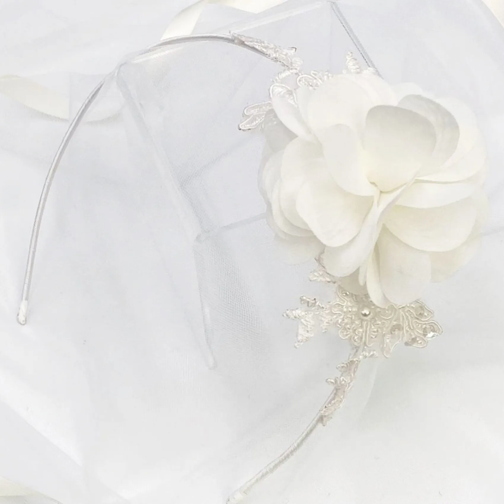Beads & Beyond Flower Girl Gifts | Flower Girl Hair Accessories*Maisie Lace and Flower Children's Side Headband Ivory
