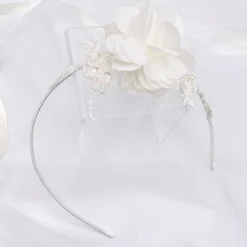 Beads & Beyond Flower Girl Gifts | Flower Girl Hair Accessories*Maisie Lace and Flower Children's Side Headband Ivory