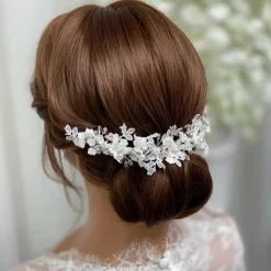 Beads & Beyond Silver Hair Accessories | Wedding Headpieces*Marianna Ivory Flowers and Lace Bridal Headpiece  Ivory