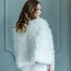 Beverly Hills Feather Stoles & Shrugs*Marlena Long Feather Bridal Cape Ivory