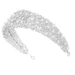 Lace & Favour Crystal Hair Accessories | Silver Hair Accessories*Martinique Statement Crystal and Pearl Bridal Crown Silver