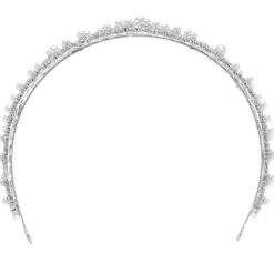 Lace & Favour Crystal Hair Accessories | Silver Hair Accessories*Martinique Statement Crystal and Pearl Bridal Crown Silver