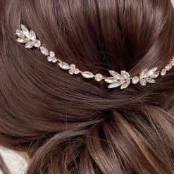 Lace & Favour Prom Hair Clips & Combs | Crystal Hair Accessories*Melody Draped Crystal Wedding Headpiece Gold