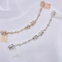 Lace & Favour Prom Hair Clips & Combs | Crystal Hair Accessories*Melody Draped Crystal Wedding Headpiece Gold