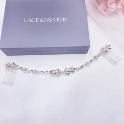 Lace & Favour Prom Hair Clips & Combs | Crystal Hair Accessories*Melody Draped Crystal Wedding Headpiece Silver