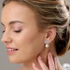 Lace & Favour Bridesmaid Gifts | Vintage Jewellery*Mila Pearl Sparkle Stud Wedding Earrings Ivory/ Silver