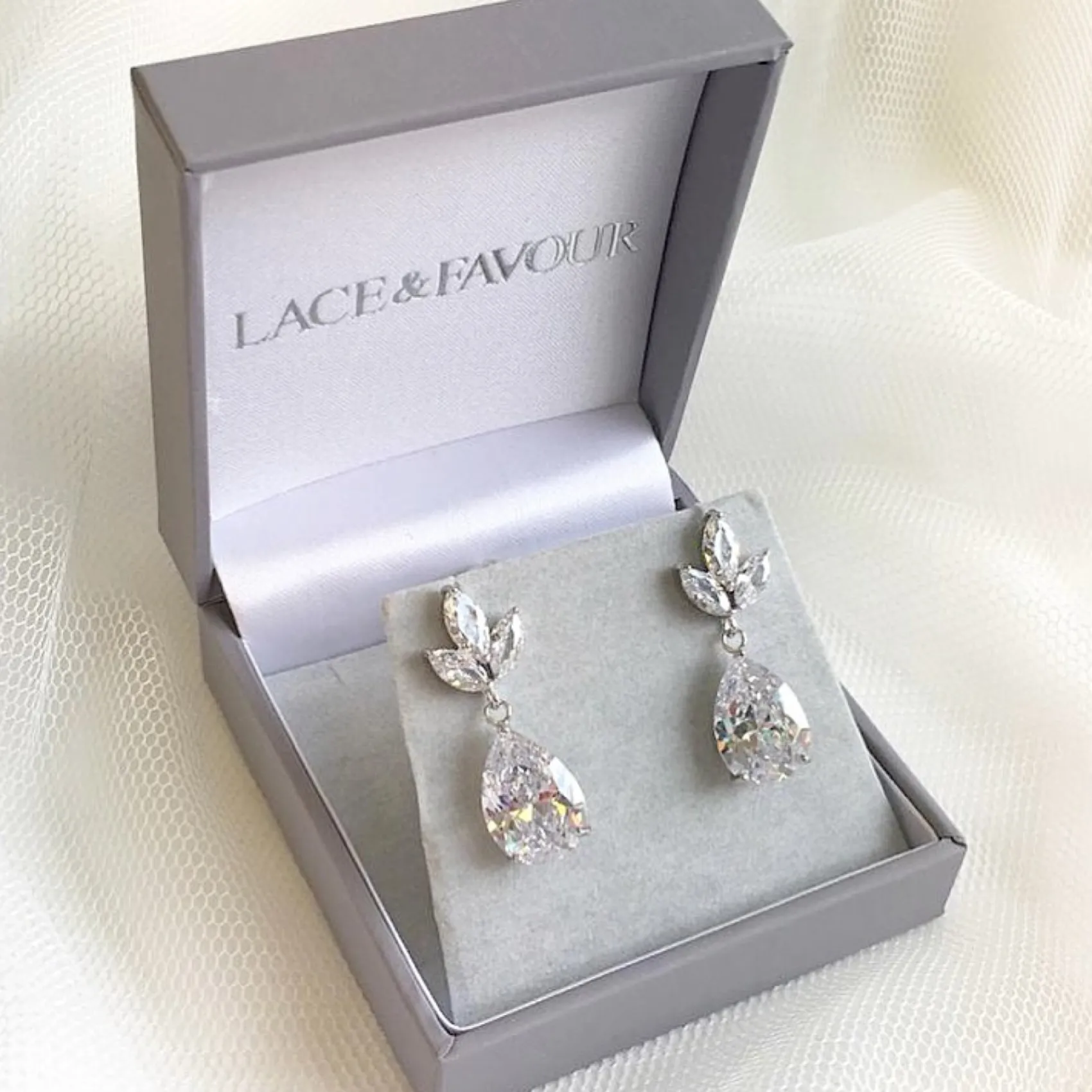 Lace & Favour Silver Prom Jewellery | Prom Earrings*Montpellier Cubic Zirconia Drop Earrings Silver