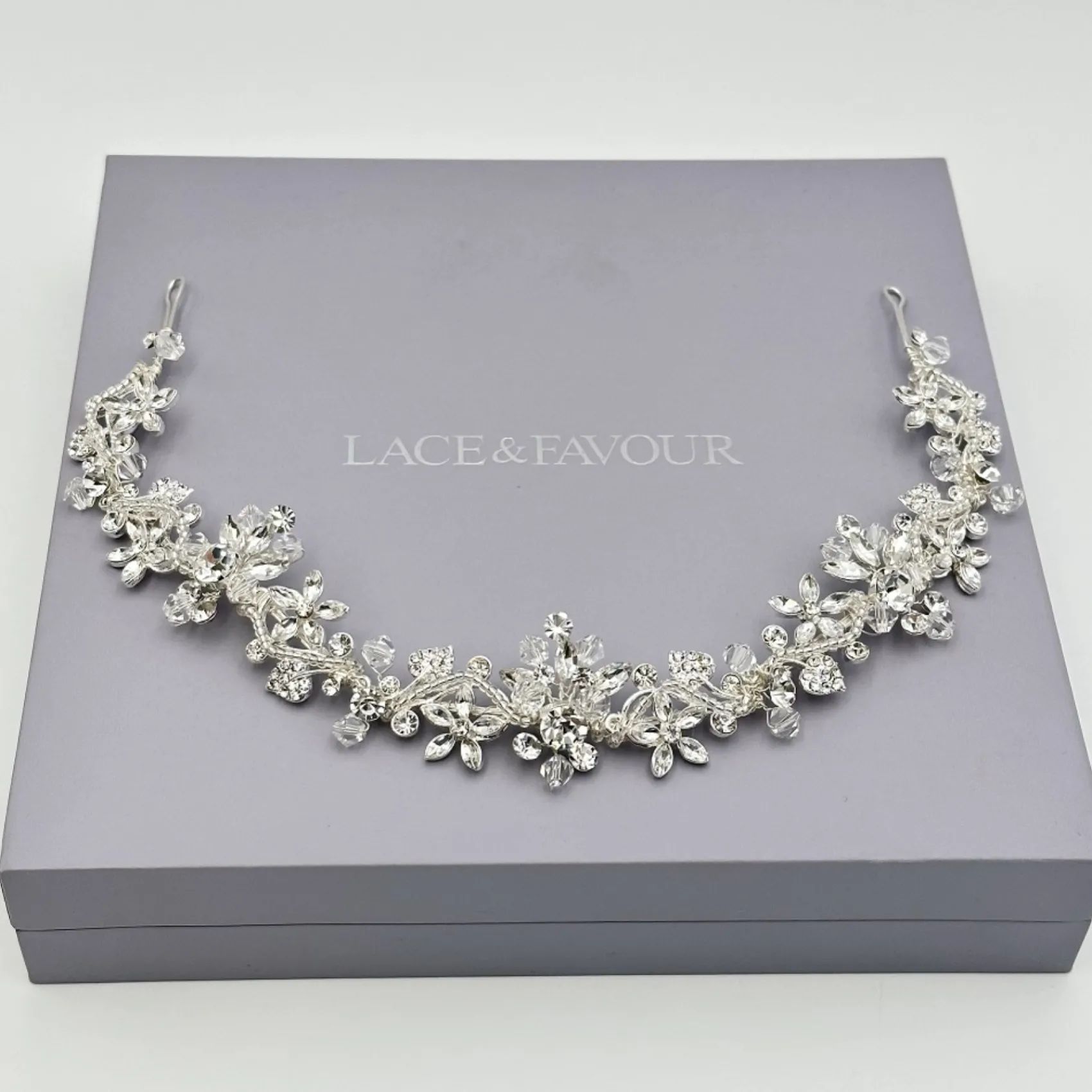 Twilight Designs Prom Headbands & Tiaras | Crystal Hair Accessories*Nadine Floral Crystal and Diamante Hair Vine Silver