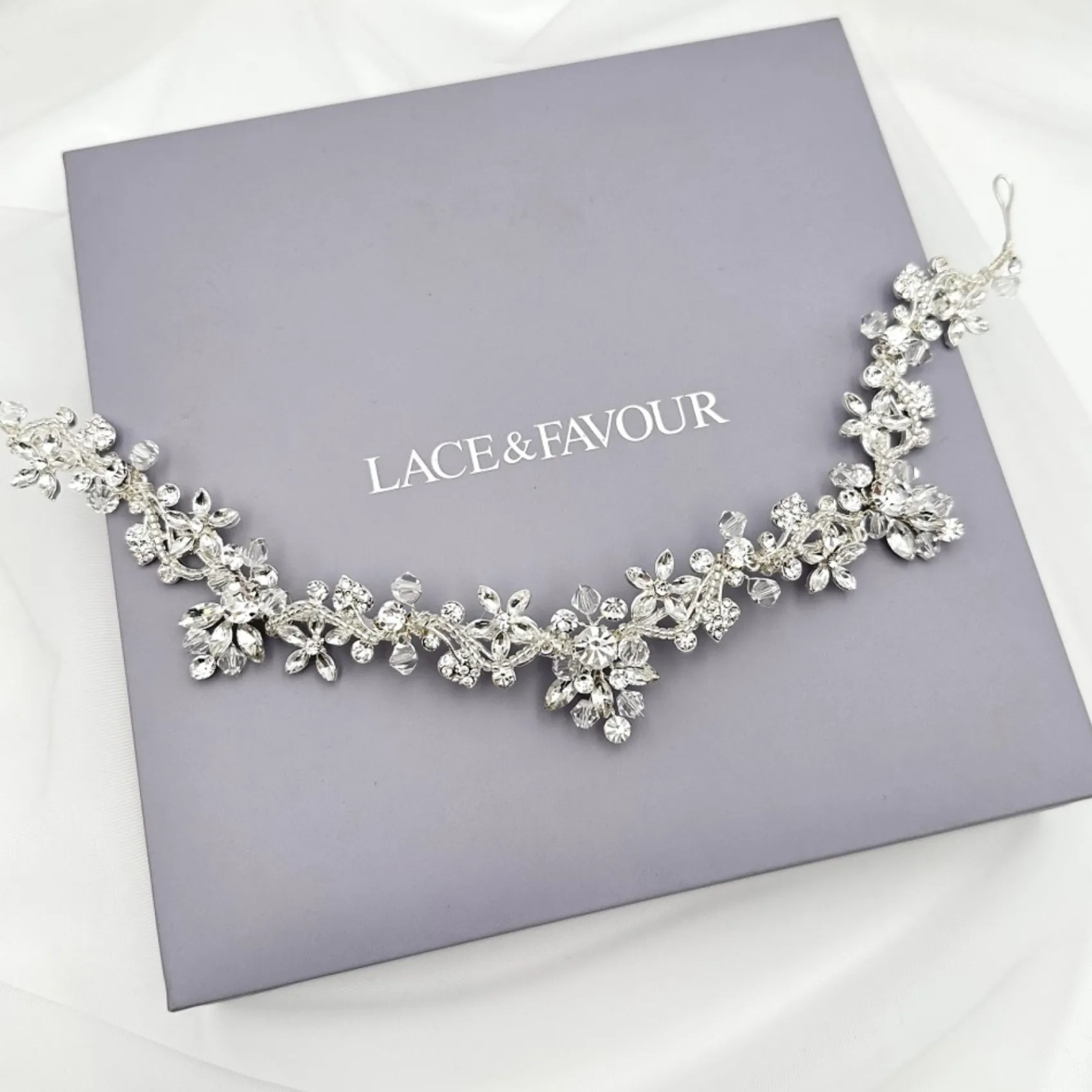 Twilight Designs Prom Headbands & Tiaras | Crystal Hair Accessories*Nadine Floral Crystal and Diamante Hair Vine Silver