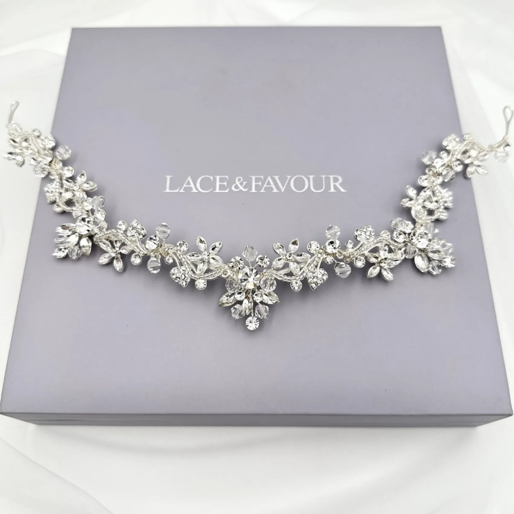 Twilight Designs Prom Headbands & Tiaras | Crystal Hair Accessories*Nadine Floral Crystal and Diamante Hair Vine Silver