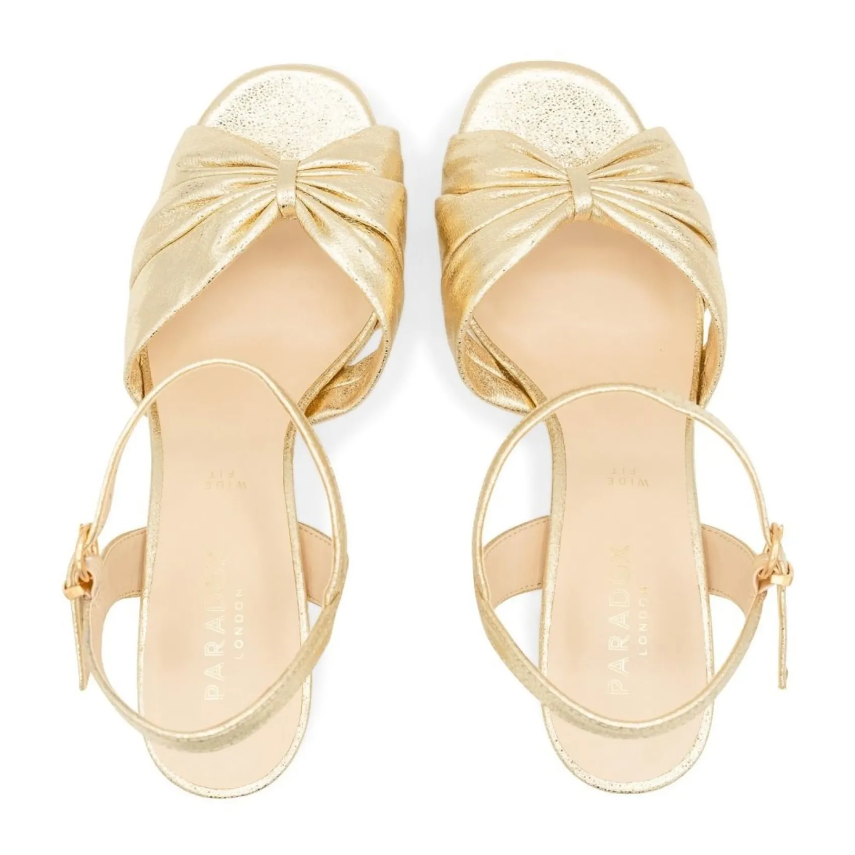 Paradox London Gold Prom Shoes | Prom Sandals*Nerita Metallic Wide Fit Block Heel Platform Sandals Champagne