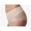 Poirier Honeymoon Gifts | Bride Gifts*Mid Waist Lace Bridal Shorts Nude