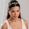 Lace & Favour Pearl Hair Accessories | Gold Hair Accessories*October Gold Leaves and Pearls Long Wedding Hair Vine Ivory/ Gold