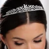 Lace & Favour Prom Headbands & Tiaras | Crystal Hair Accessories*Odessa Dainty Cubic Zirconia Leaves Wedding Tiara Silver
