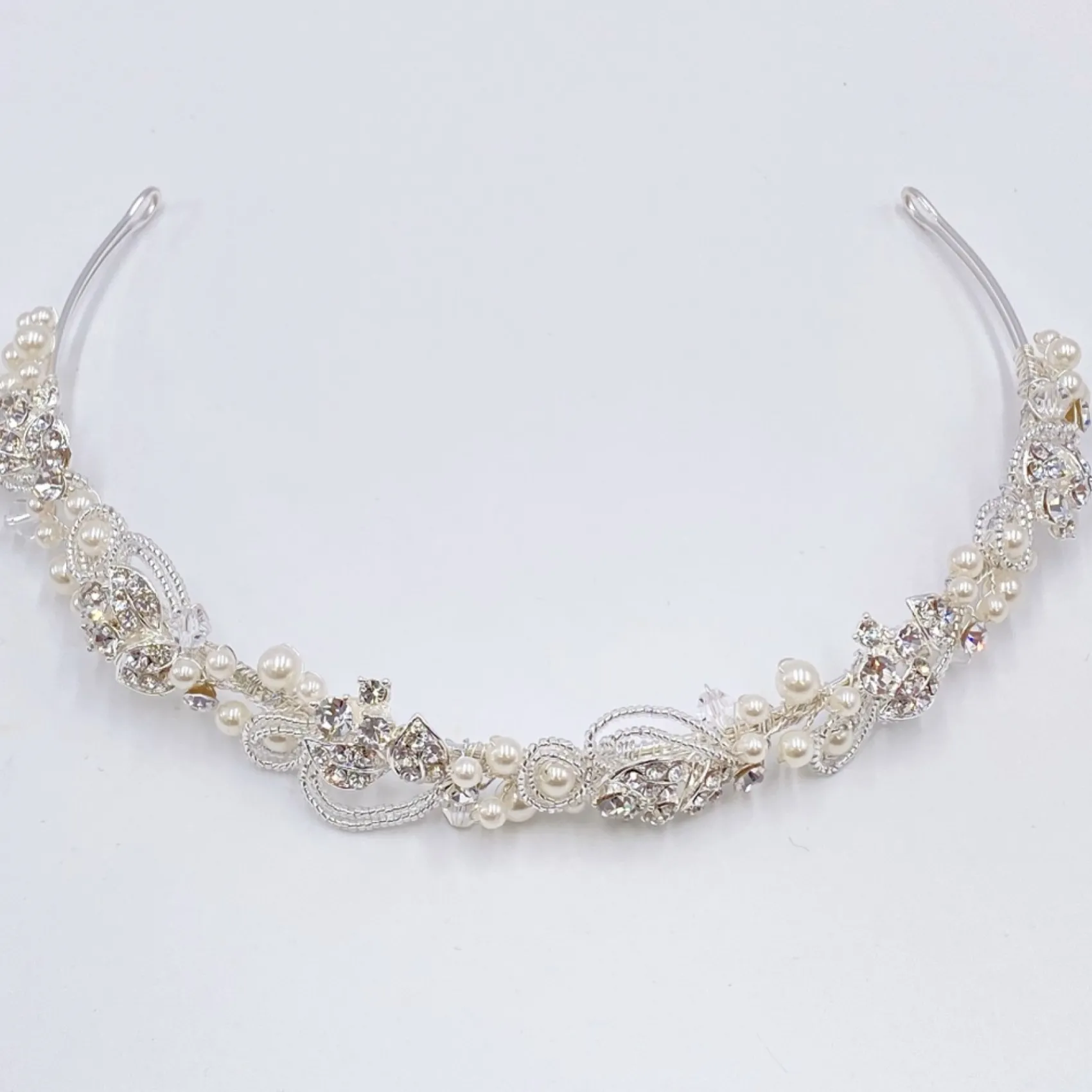 Twilight Designs Vintage Headpieces | Pearl Hair Accessories*Odette Vintage Inspired Pearl and Diamante Bridal Headband Ivory/ Silver