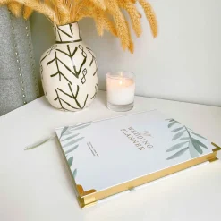 Blush & Gold Wedding Planner Books | Engagement Gifts*Olive Leaves Luxury Wedding Planner Book White/ Pale Green/ Gold