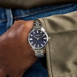 Olivia Burton Women's Watches | Something Blue Gifts*Art Deco 30mm Navy and Silver Bracelet Watch