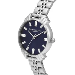 Olivia Burton Women's Watches | Something Blue Gifts*Art Deco 30mm Navy and Silver Bracelet Watch