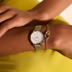 Olivia Burton Women's Watches | Mother Of The Groom Gifts*Bee 28mm Ultra Slim Metallic White and Silver Mesh Watch