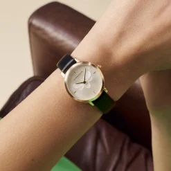 Olivia Burton Women's Watches | Mother Of The Groom Gifts*Bee 28mm Ultra Slim Gold and Black Leather Strap Watch