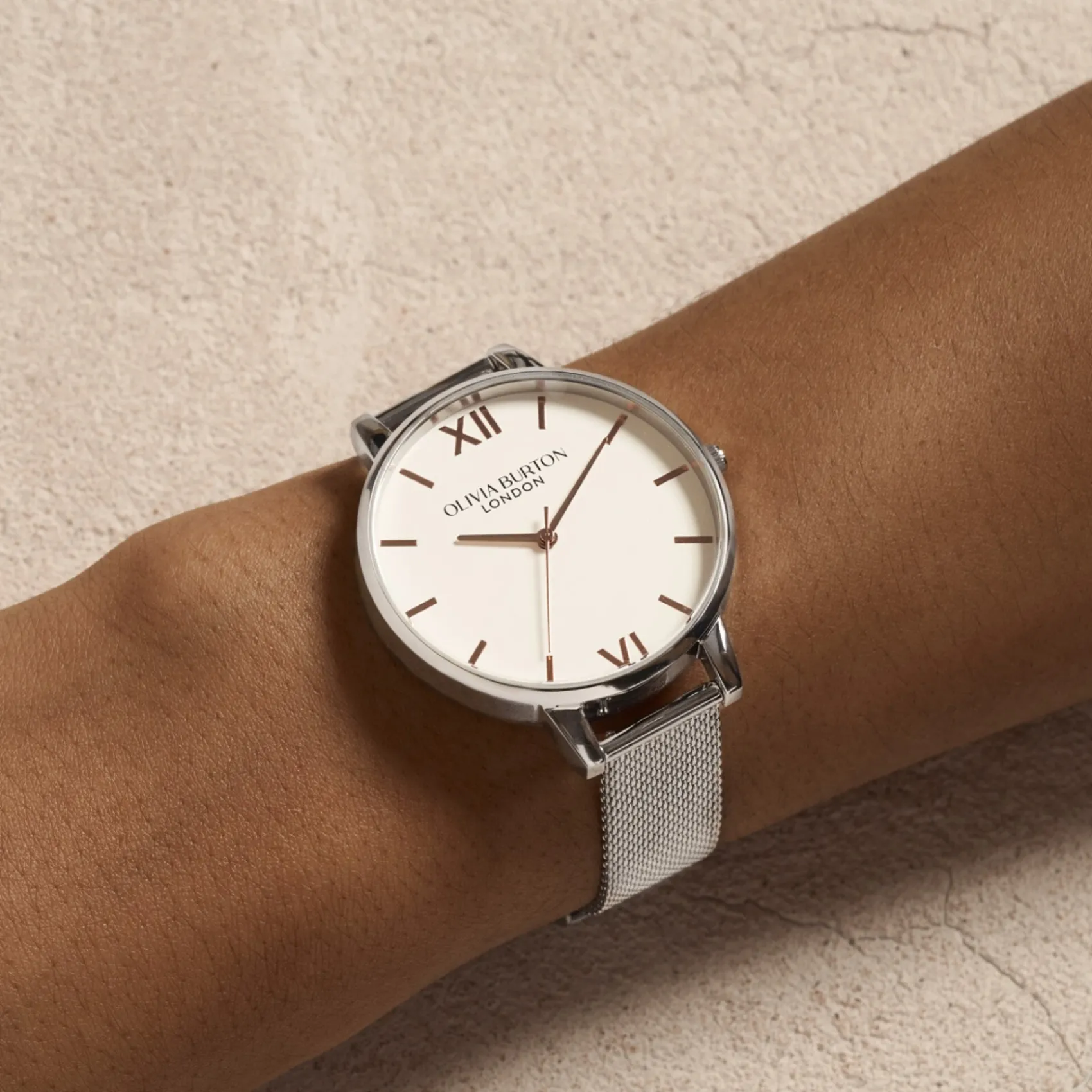 Olivia Burton Women's Watches | Bride Gifts*Classic 38mm White and Silver Mesh Watch