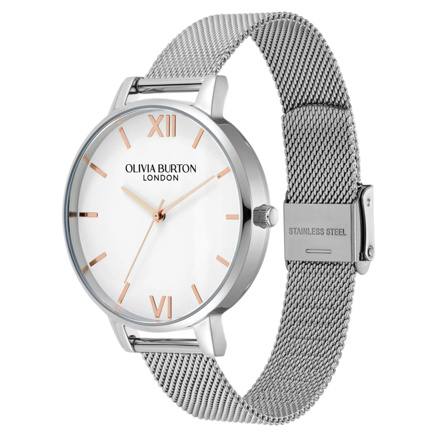 Olivia Burton Women's Watches | Bride Gifts*Classic 38mm White and Silver Mesh Watch