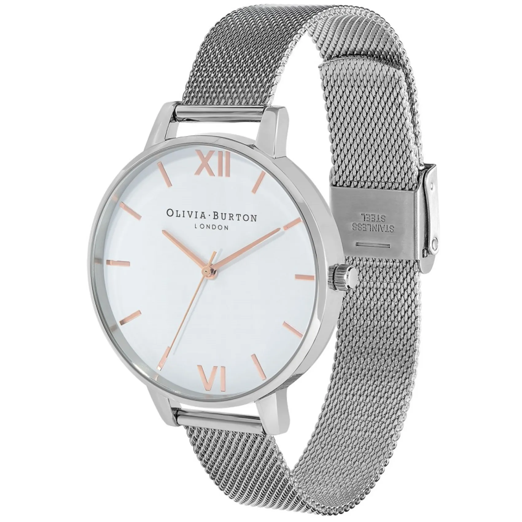 Olivia Burton Women's Watches | Bride Gifts*Classic 38mm White and Silver Mesh Watch