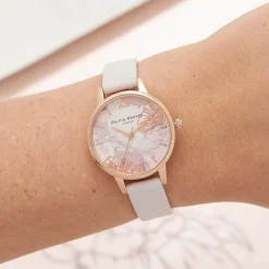 Olivia Burton Women's Watches | Bride Gifts*Floral 30mm Rose Gold and White Leather Strap Watch