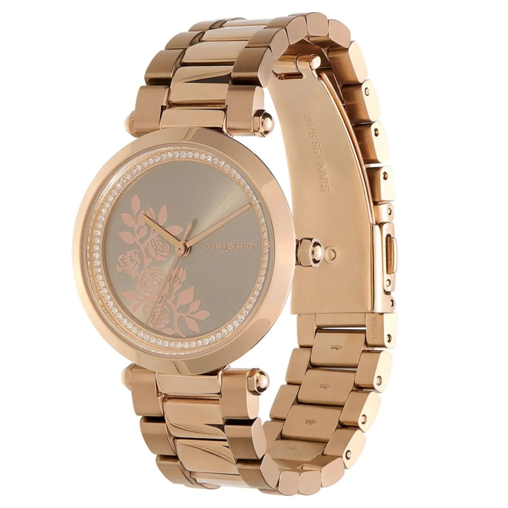 Olivia Burton Women's Watches | Bride Gifts*Floral 34mm Rose Gold Bracelet Watch with Crystal Detail