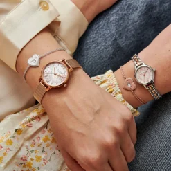 Olivia Burton Women's Watches | Bride Gifts*Floral 30mm White and Rose Gold Mesh Watch