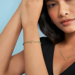 Olivia Burton Women's Jewellery | Mother Of The Groom Gifts*Minima Bee Green and Gold Plated Beaded Charm Bracelet