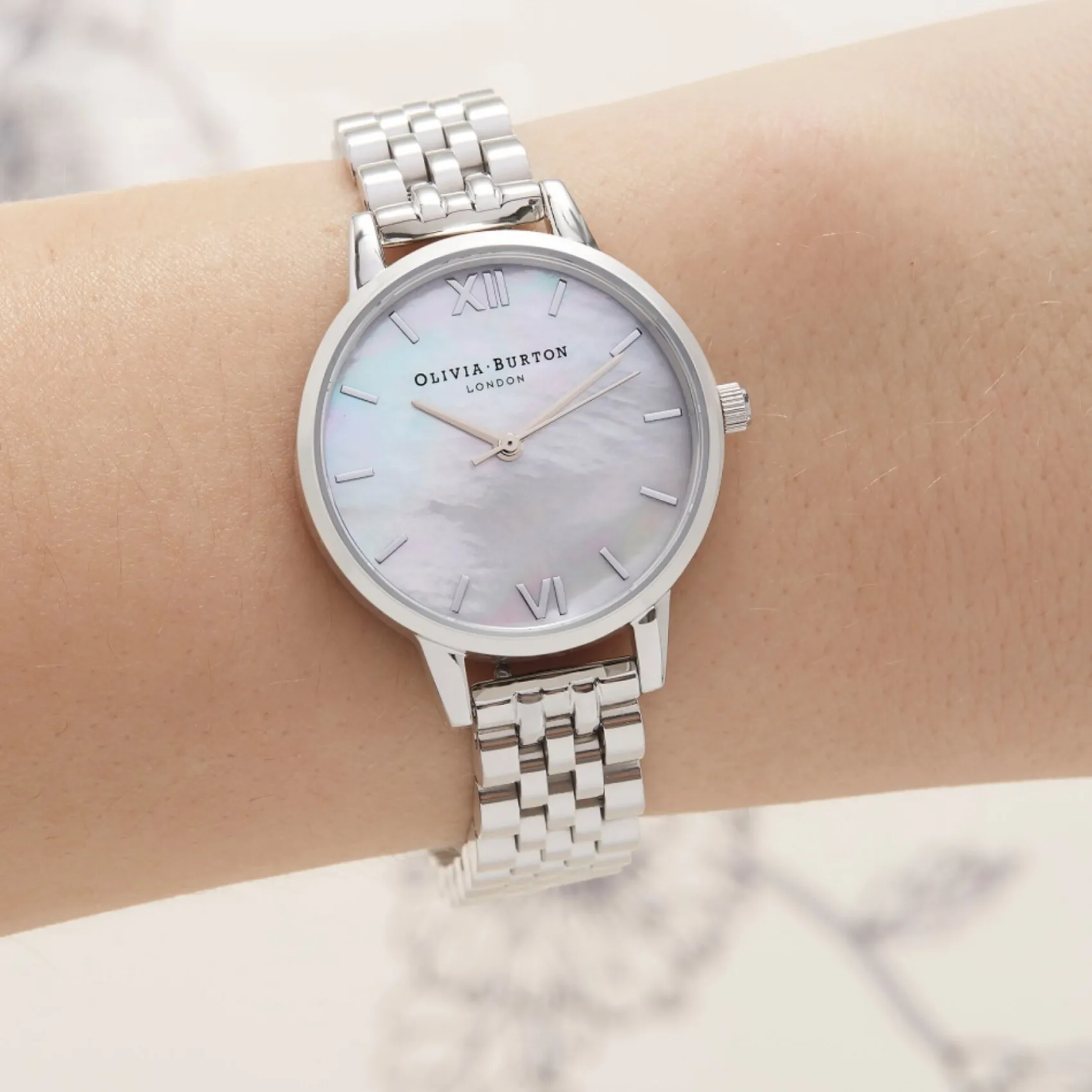 Olivia Burton Women's Watches | Bride Gifts*Mother of Pearl 30mm Silver Bracelet Watch