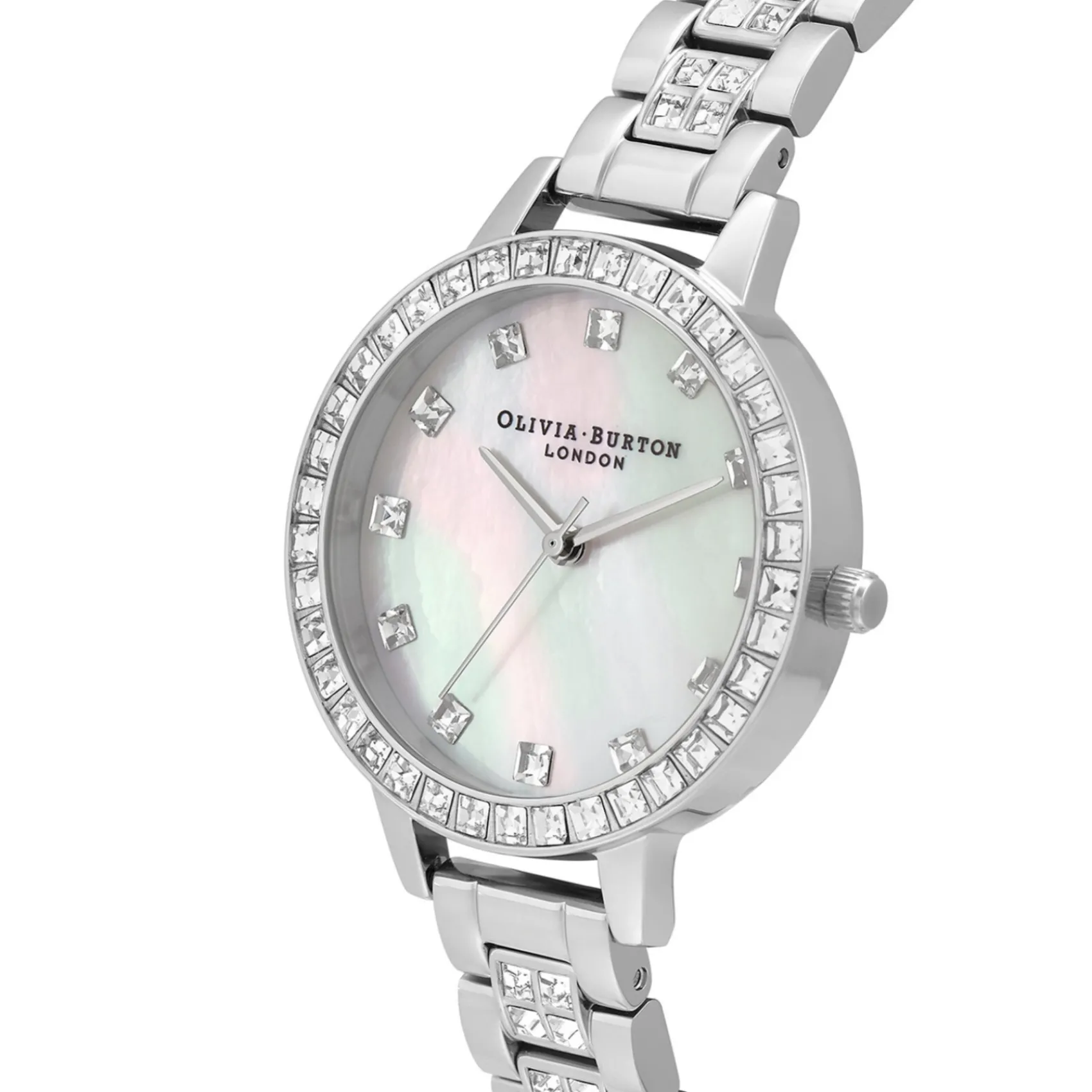 Olivia Burton Women's Watches | Bride Gifts*Mother of Pearl and Crystal 34mm Silver Bracelet Watch