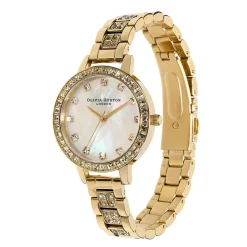 Olivia Burton Women's Watches | Bride Gifts*Mother of Pearl and Crystal 34mm Gold Bracelet Watch