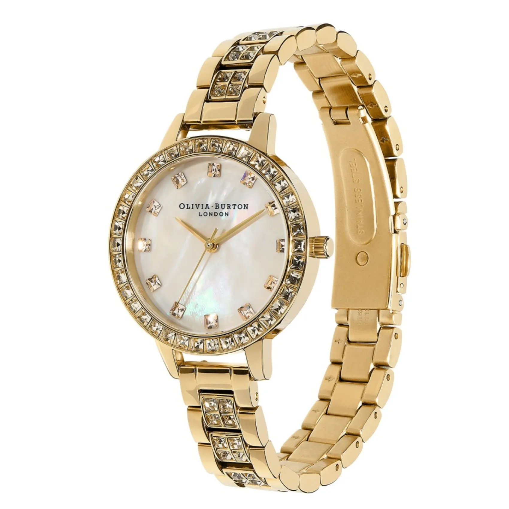 Olivia Burton Women's Watches | Bride Gifts*Mother of Pearl and Crystal 34mm Gold Bracelet Watch