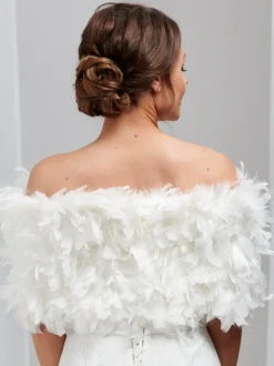 Beverly Hills Feather Stoles & Shrugs | Wedding Capes & Wraps*Olivia Ruffle Feather Bridal Stole Ivory