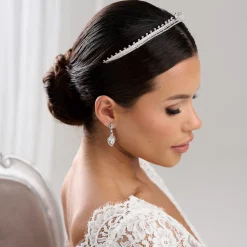 Lace & Favour Vintage Headpieces | Crystal Hair Accessories*Olympia Vintage Inspired Low Crystal Bridal Tiara Silver