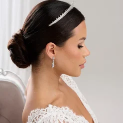 Lace & Favour Vintage Headpieces | Crystal Hair Accessories*Olympia Vintage Inspired Low Crystal Bridal Tiara Silver