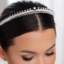 Lace & Favour Vintage Headpieces | Crystal Hair Accessories*Olympia Vintage Inspired Low Crystal Bridal Tiara Silver