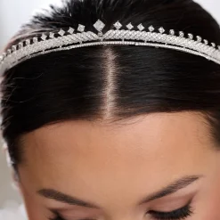 Lace & Favour Vintage Headpieces | Crystal Hair Accessories*Olympia Vintage Inspired Low Crystal Bridal Tiara Silver